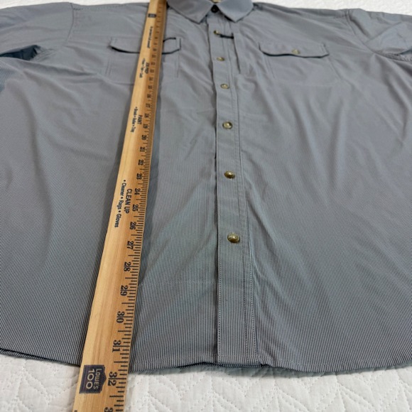 PONCHO Mens 3XL Regular Fit Striped Short Sleeve Shirt Magnetic Pockets EUC - Picture 15 of 15